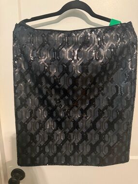 W by Worth Black Sequin Geometric Pencil Skirt
